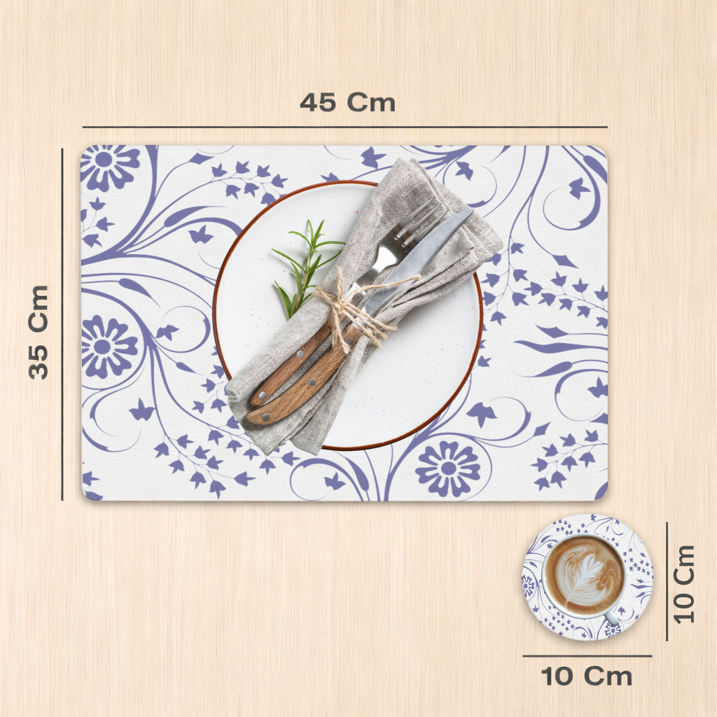 Blue White Vintage Floral Pattern Charger Plate Set  12 Pieces