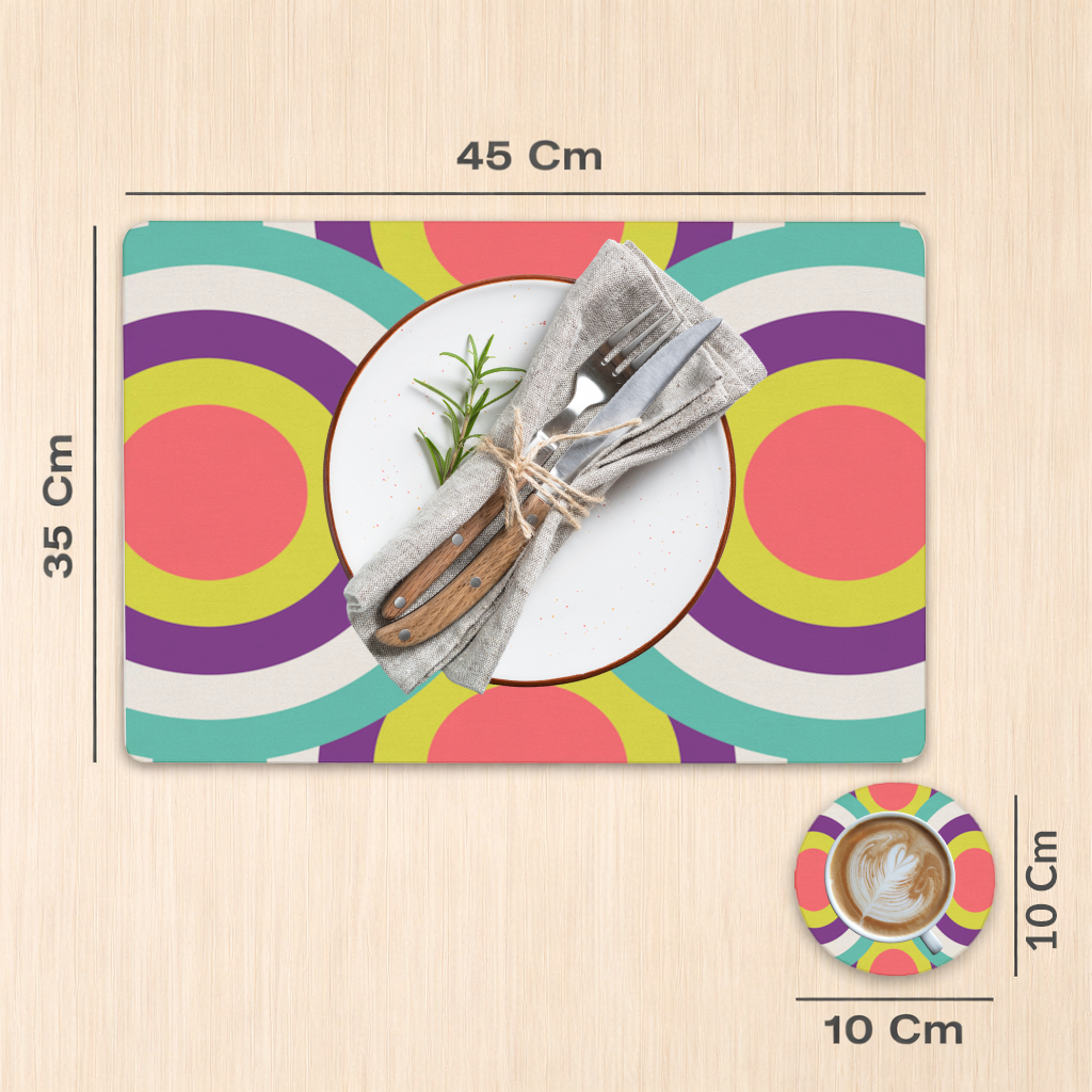 Colorful Geometric Circle Pattern Charger Plate Set  12 Pieces