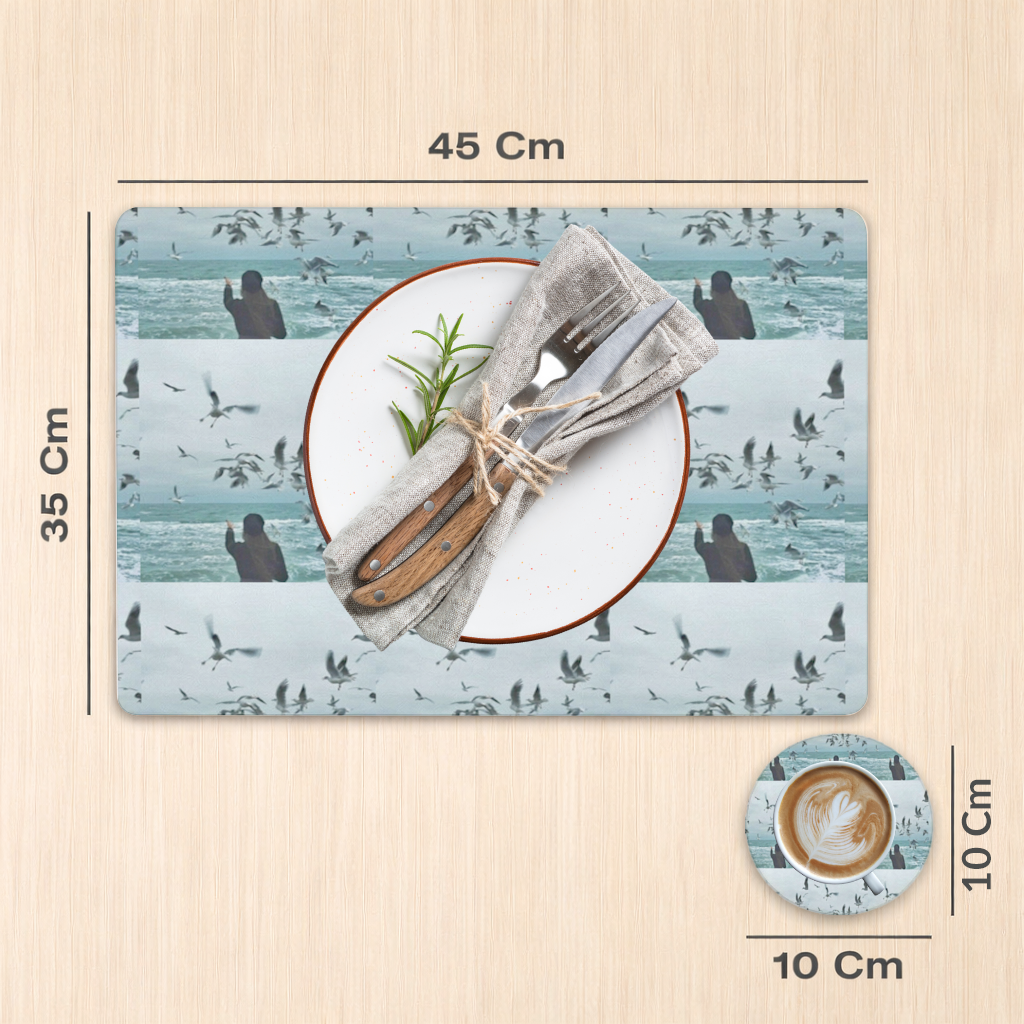 Sea and Birds A Design Interpretation of Freedom Charger Plate Set  12 Pieces