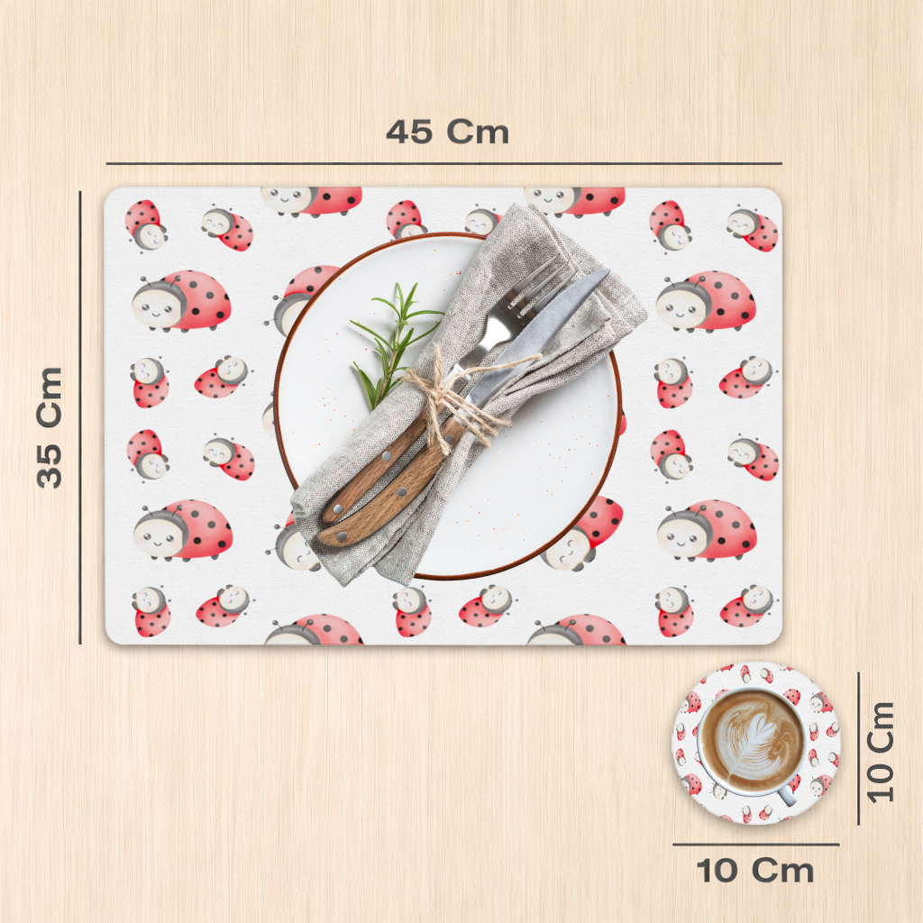 Cute Kawaii Ladybug Pattern Charger Plate Set  12 Pieces