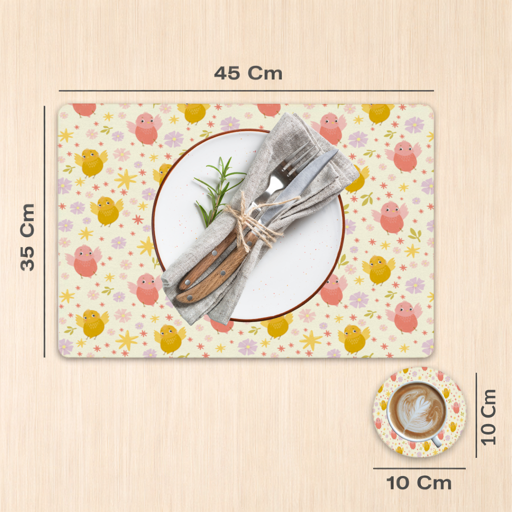 Cute Birds and Floral Pastel Spring Pattern Illustration Charger Plate Set  12 Pieces