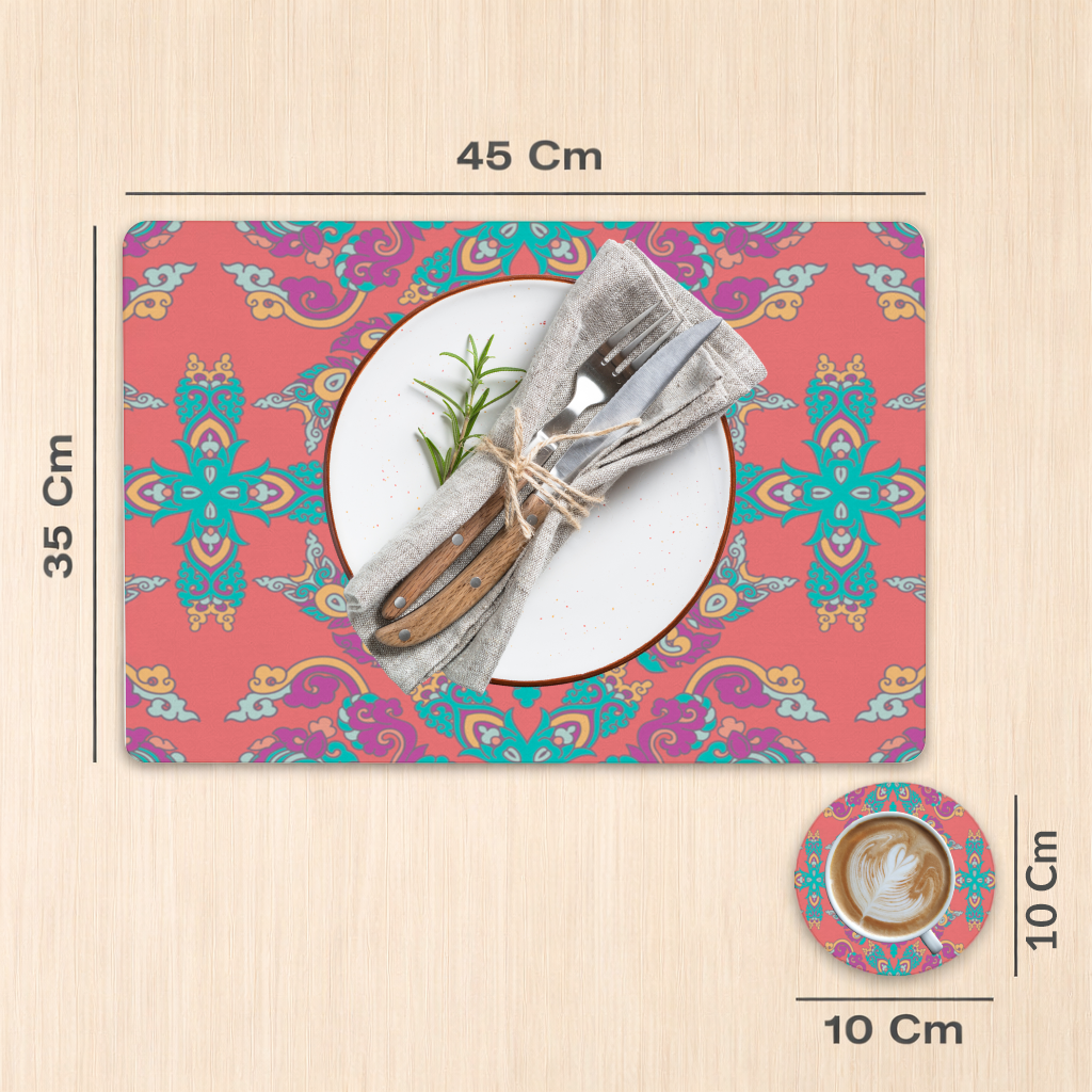 Vibrant Red Oriental Mandala Pattern Charger Plate Set  12 Pieces