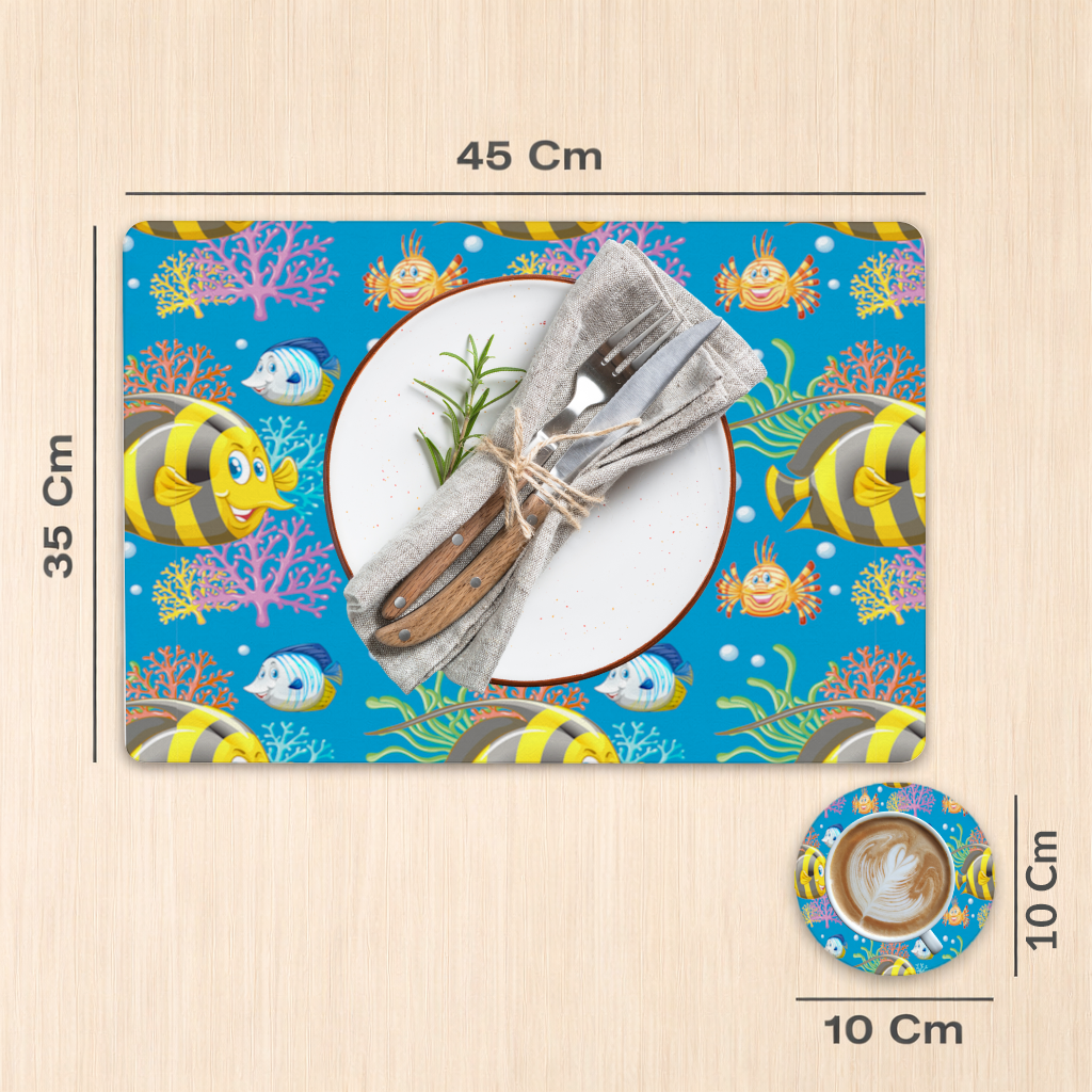 Colorful Tropical Fish and Coral Reef Pattern Charger Plate Set  12 Pieces