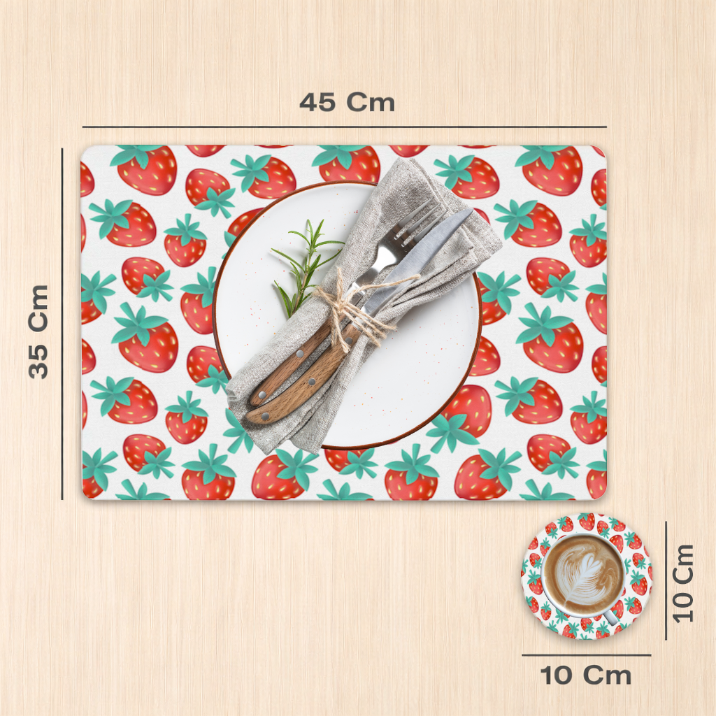 Vibrant Red Strawberry Summer Pattern Charger Plate Set  12 Pieces