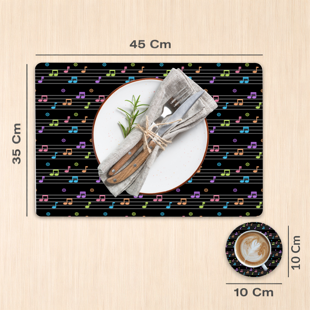 Vibrant Neon Music Notes and Rhythm Seamless Pattern Charger Plate Set  12 Pieces