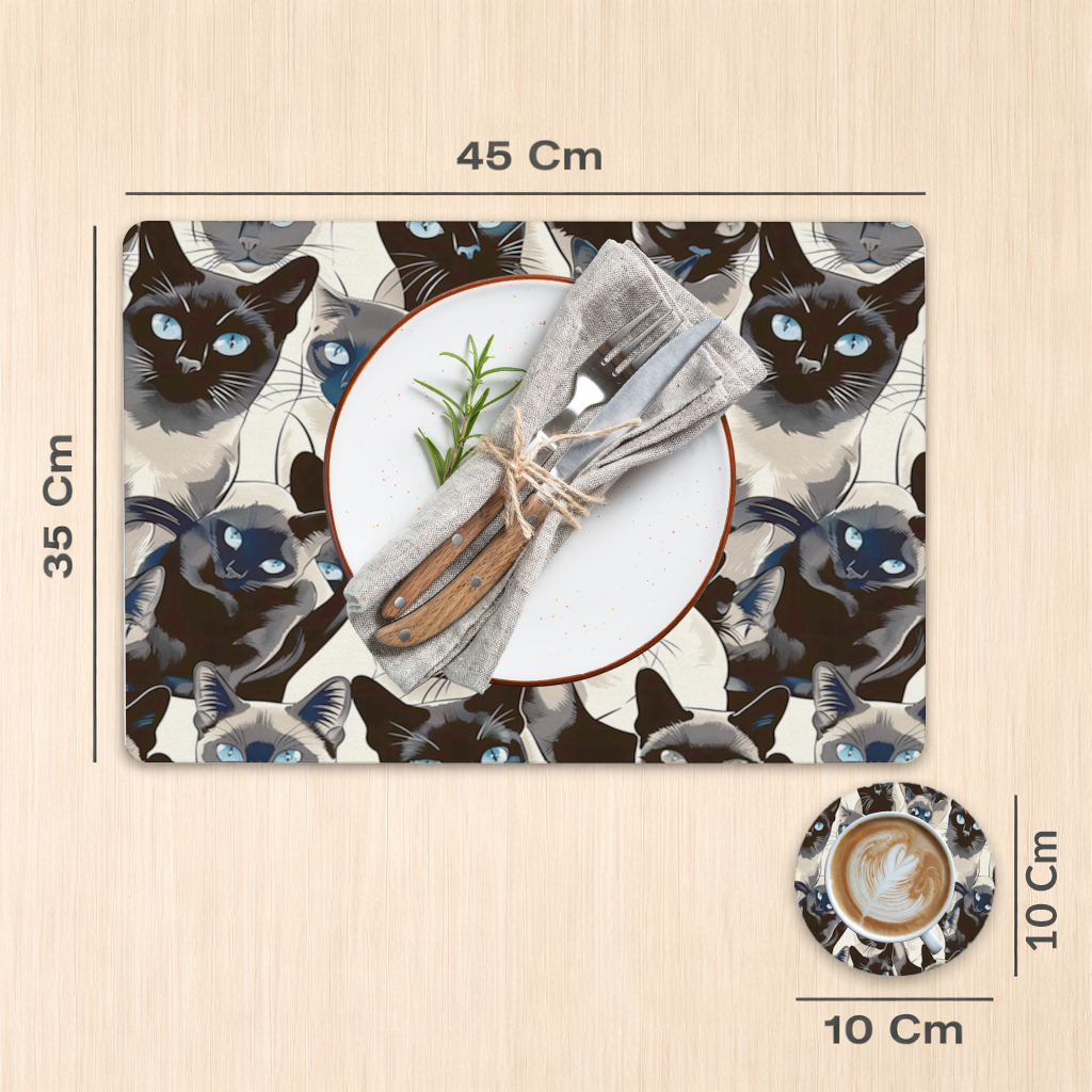 Blue Eyed Siamese Cat Elegant Illustration Pattern 