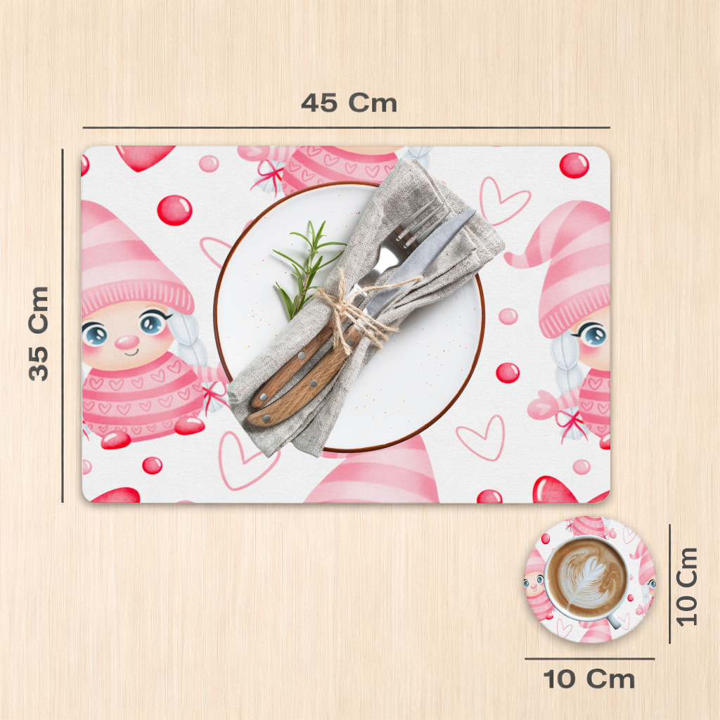 Cute Pink Baby Girl Valentines Day Heart Pattern Design Charger Plate Set  12 Pieces