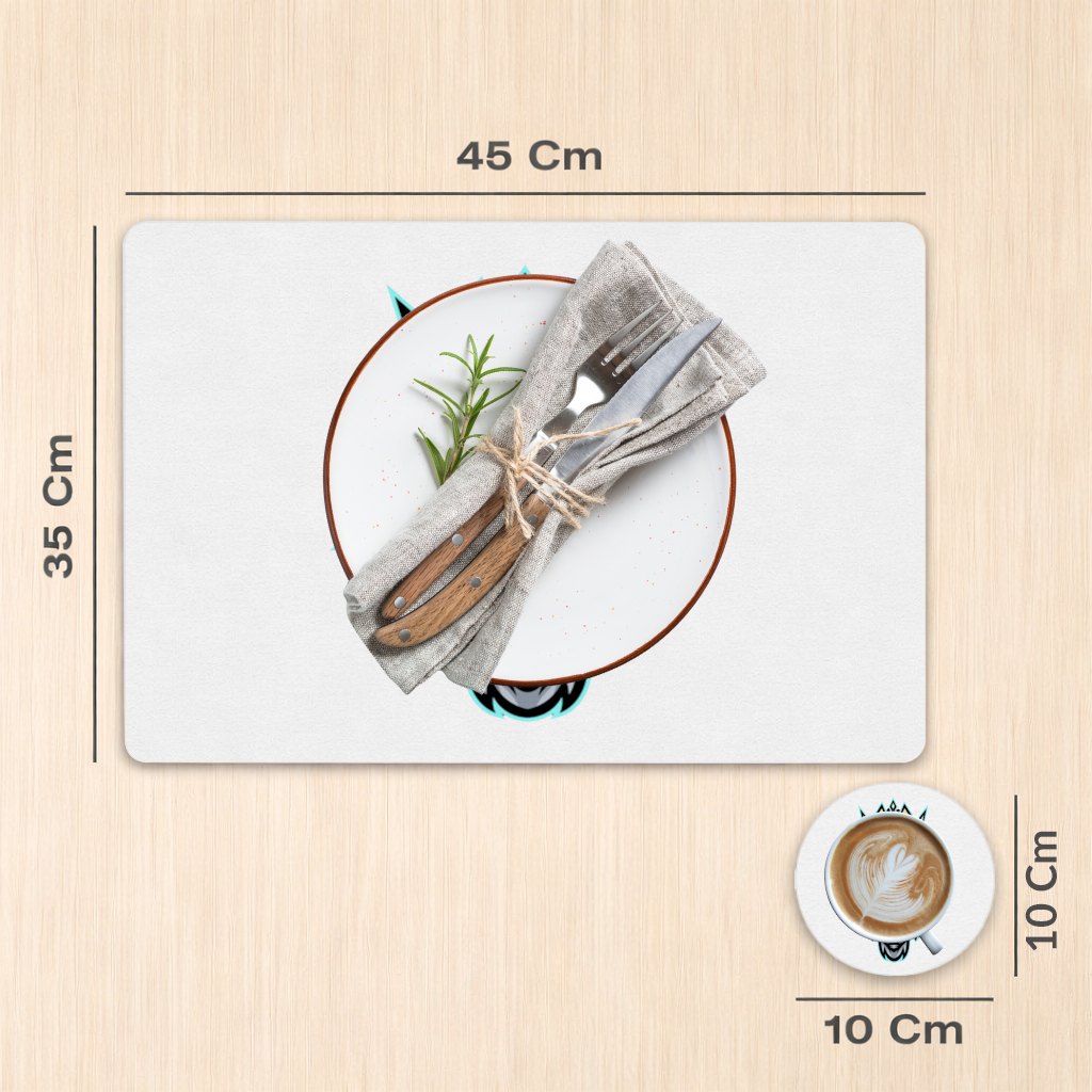 Taçlı Öfkeli Goril Kral Grafiği - Neon Detaylı Maskot Servis Tabağı Altlığı (12 Adet)