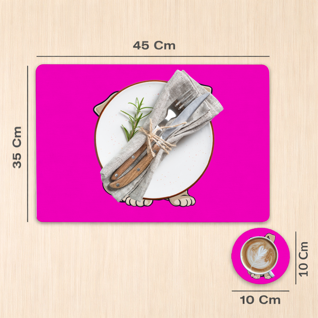 Cute Dog Illustration on Pink Background Charger Plate Set  12 Pieces