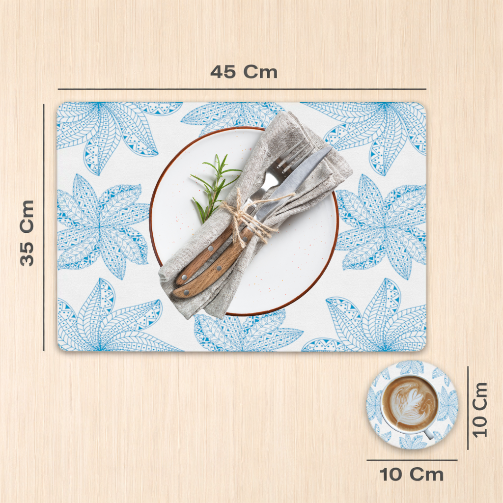 Blue Mandala Floral and Leaf Zentangle Pattern Charger Plate Set  12 Pieces