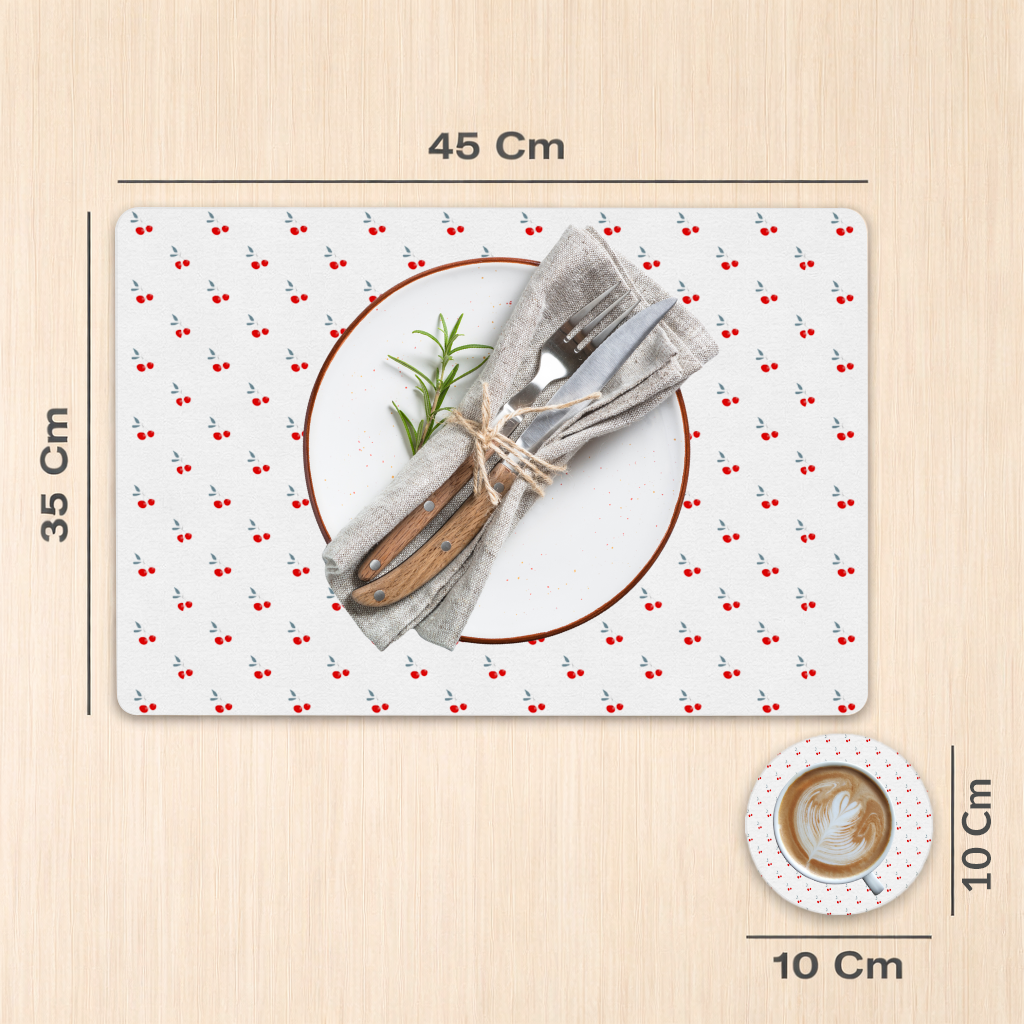 Minimal Cherry Repeat Pattern Background Charger Plate Set  12 Pieces