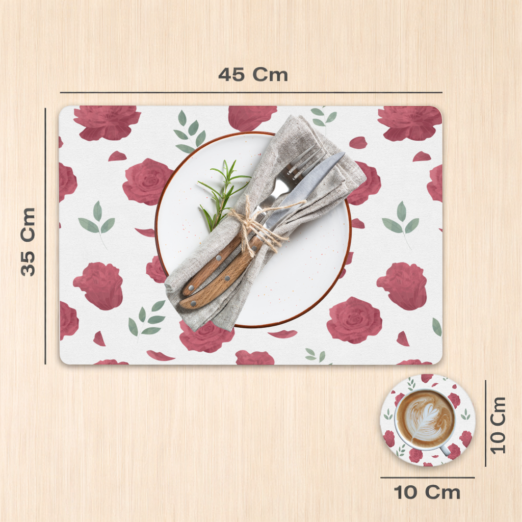 Red Rose and Leaf Romantic Seamless Pattern 