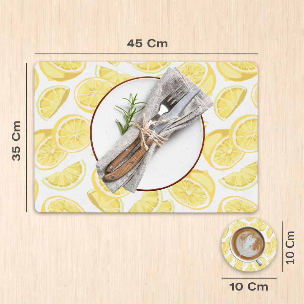 Fresh Lemon Slices Vibrant Summer Pattern Charger Plate Set  12 Pieces