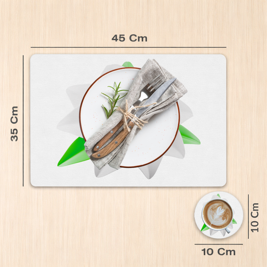 3D Beyaz Zambak Çiçeği İllüstrasyonu Servis Tabağı Altlığı (12 Adet)