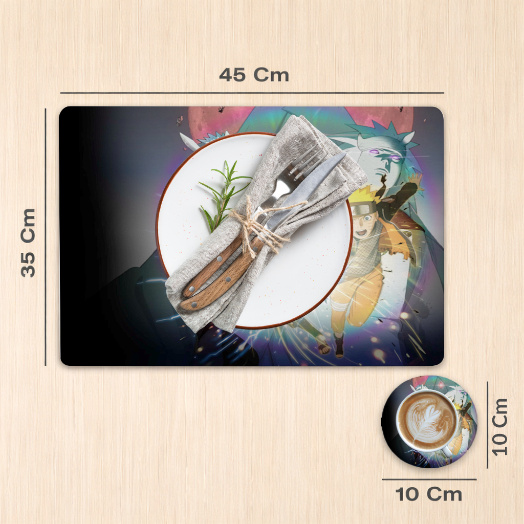 Naruto  Sasuke  Rasengan ve Chidori Saldırısı Servis Tabağı Altlığı (12 Adet)