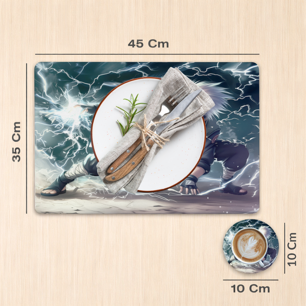 Kakashi Hatake  Şimşek Kesicinin Gücü Servis Tabağı Altlığı (12 Adet)