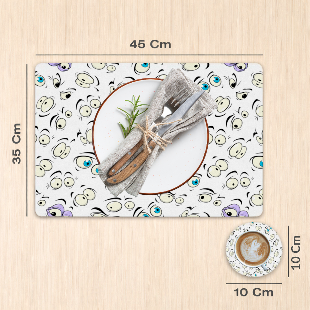 Funny Cartoon Eyes Pattern Charger Plate Set  12 Pieces