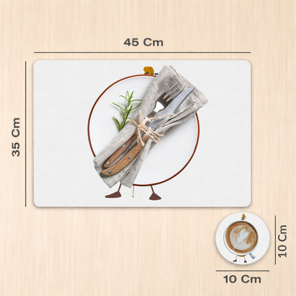 Neşeli Çello Karakteri Sanat Tasarımı Servis Tabağı Altlığı (12 Adet)