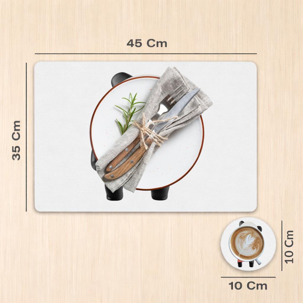 Kırmızı Zarflı Mutlu Panda Karakteri Servis Tabağı Altlığı (12 Adet)