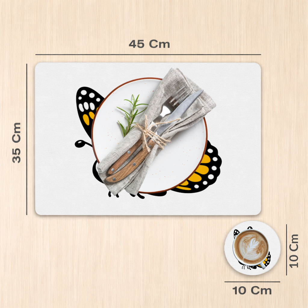 Gülümseyen Turuncu Monarch Kelebeği Servis Tabağı Altlığı (12 Adet)