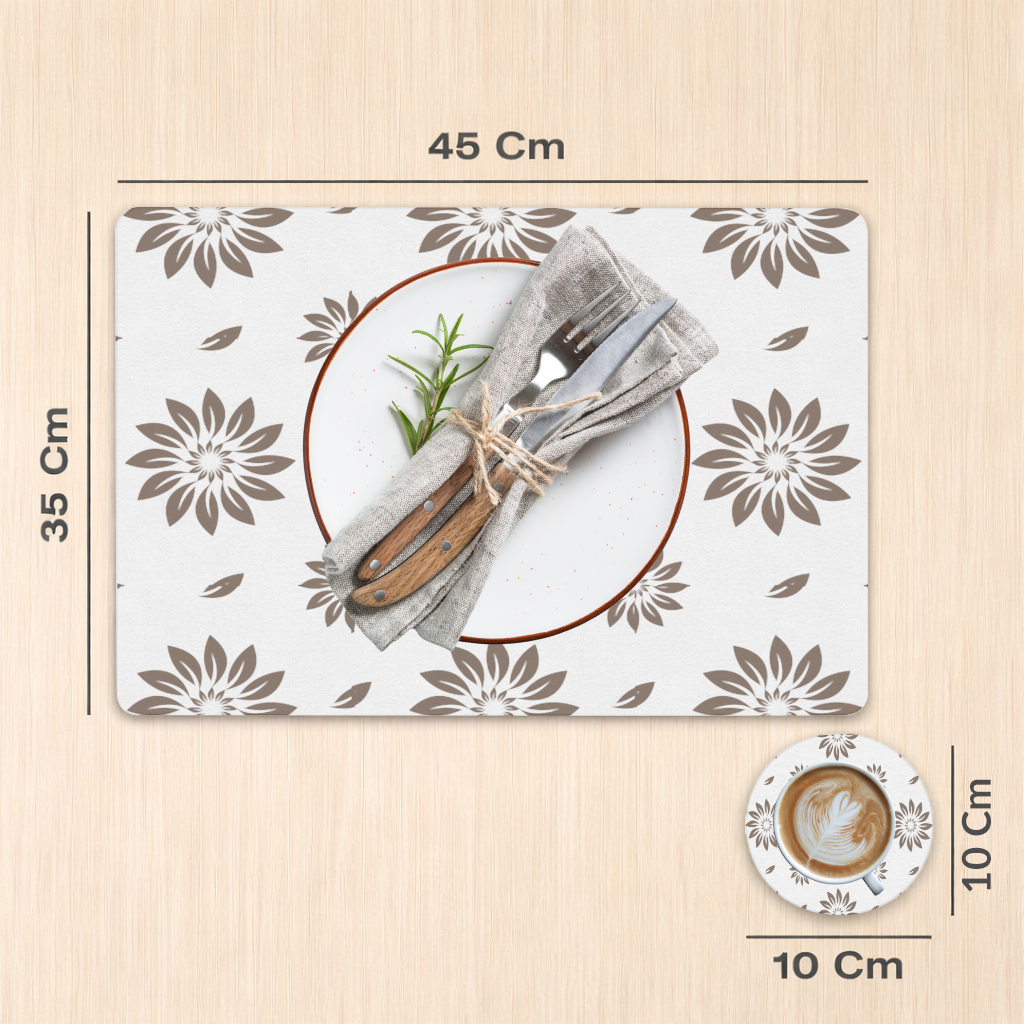Minimalist Modern Brown Floral Pattern Charger Plate Set  12 Pieces