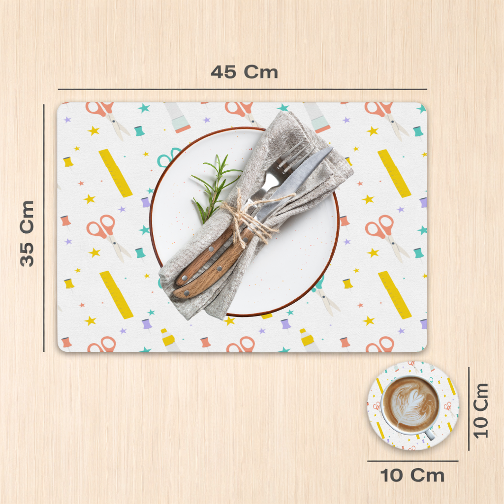 Colorful School and Stationery Supplies Pattern Charger Plate Set  12 Pieces