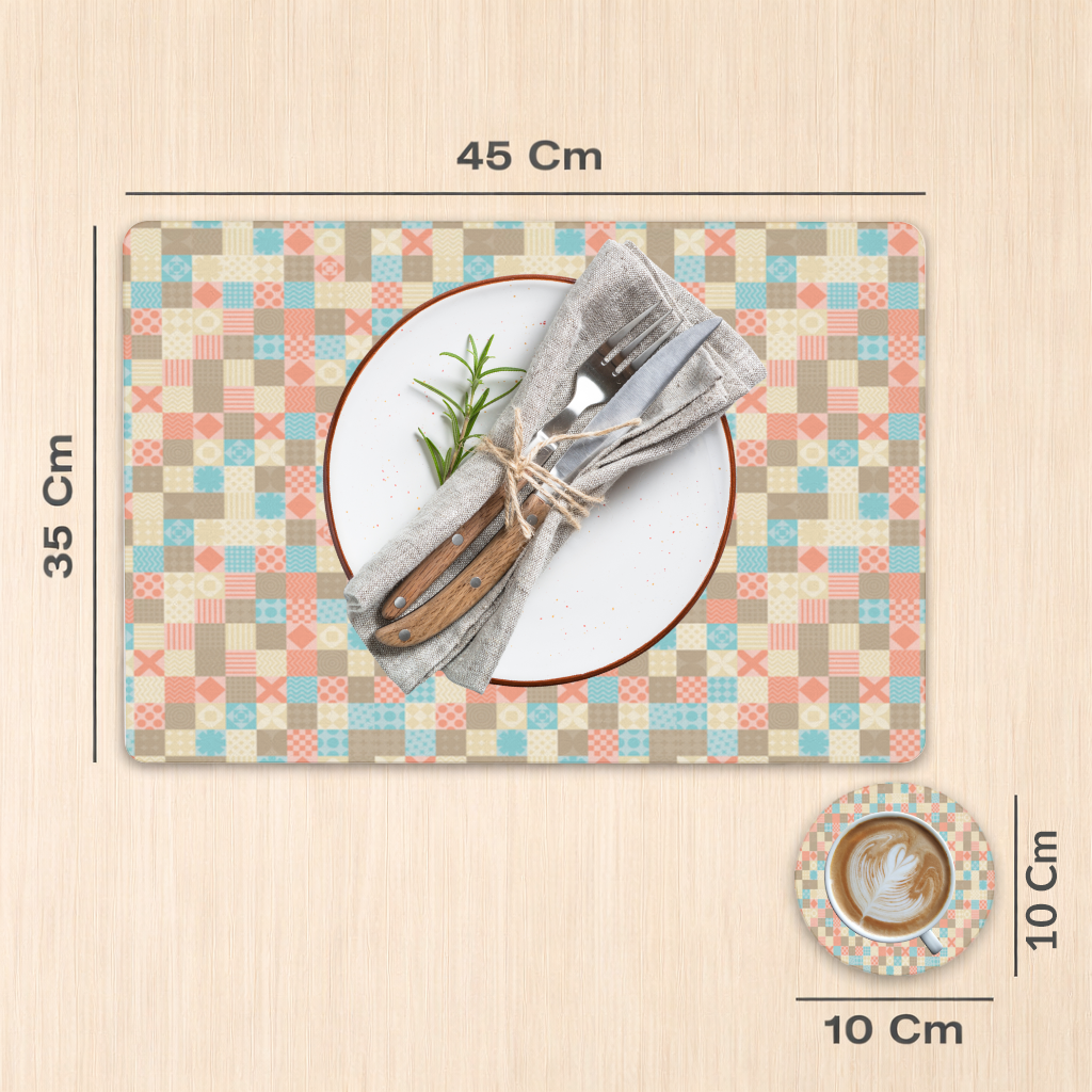 Colorful Modern Geometric Square Pattern Charger Plate Set  12 Pieces