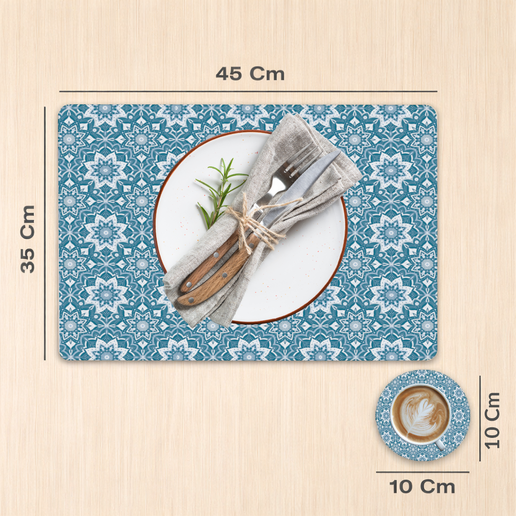 Elegant Blue Mandala Pattern Charger Plate Set  12 Pieces