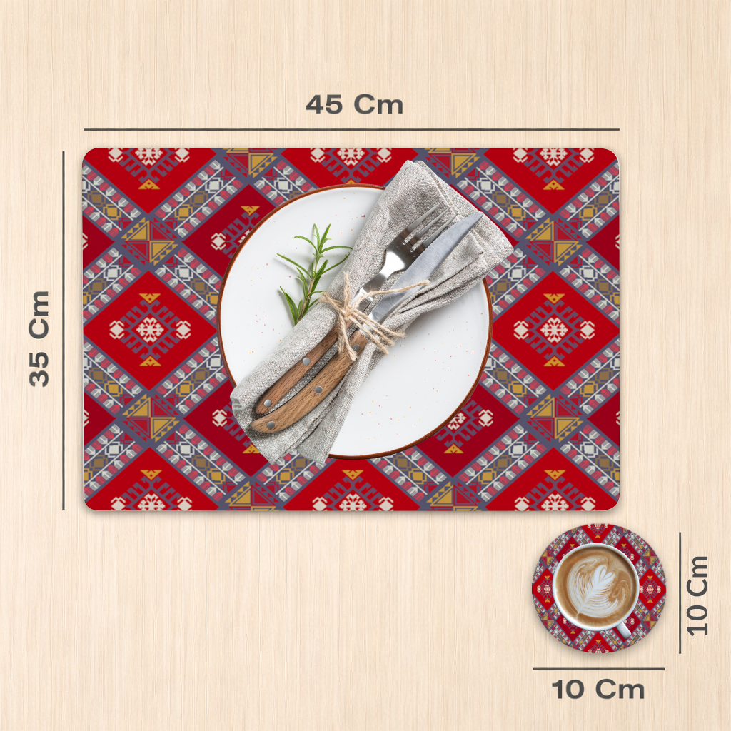 Traditional Kilim Pattern Motif Charger Plate Set  12 Pieces