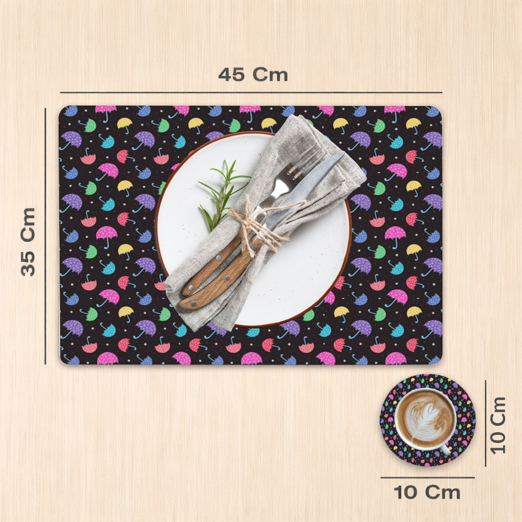 Colorful Heart Umbrellas Pattern Charger Plate Set  12 Pieces