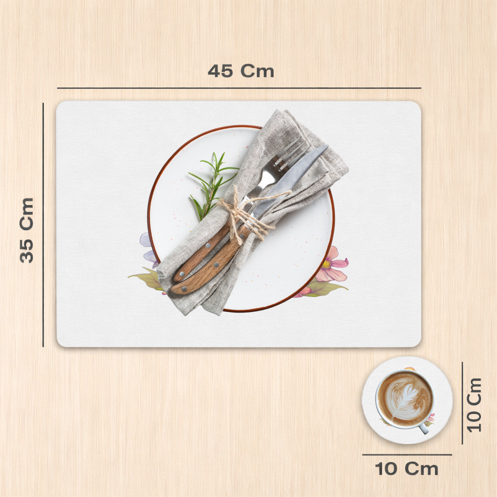 Mavi Kurbağa ve Turuncu Mantar Altında Huzur Servis Tabağı Altlığı (12 Adet)