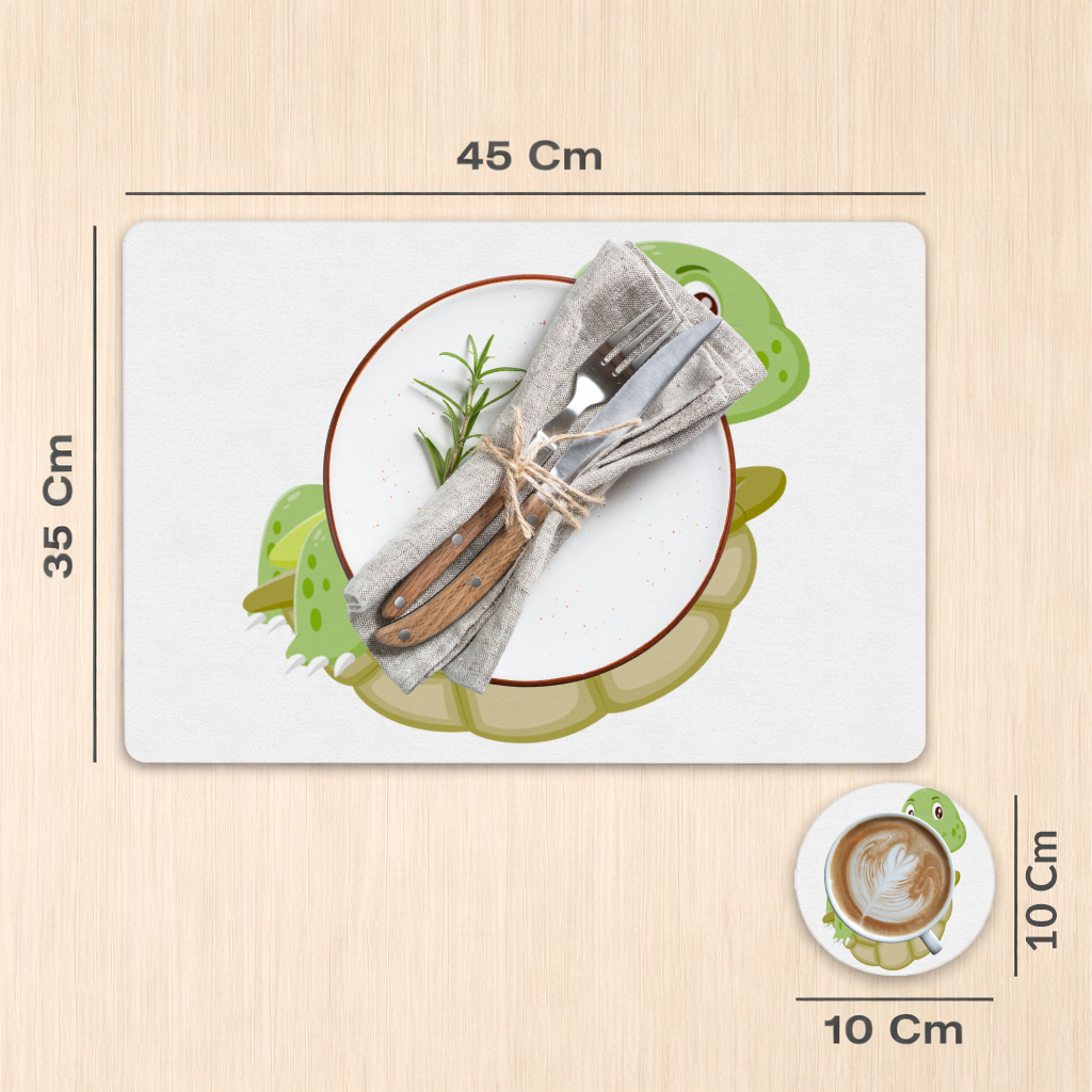 Happy Smiling Green Turtle in Shell Charger Plate Set  12 Pieces