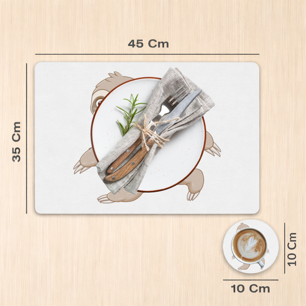 Cute Joyful Walking Sloth Charger Plate Set  12 Pieces