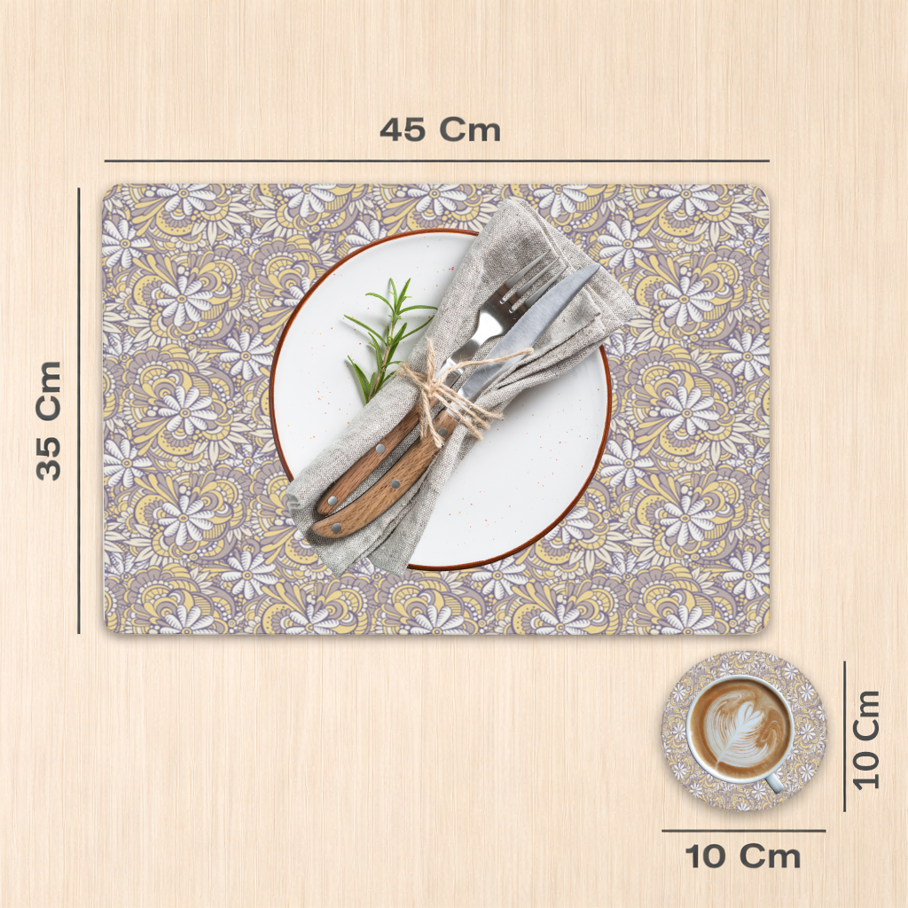 Retro Floral Doodle and Mandala Pattern Charger Plate Set  12 Pieces