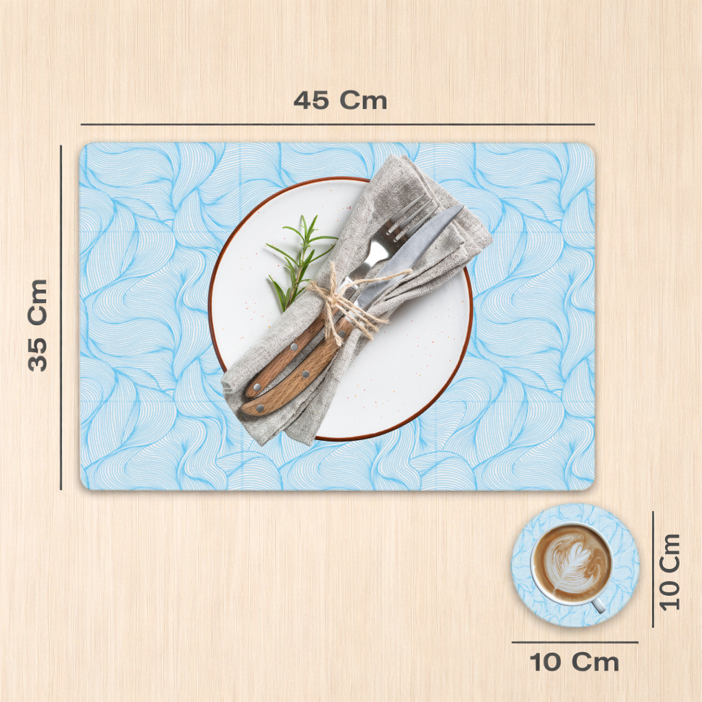 Blue Wavy Linear Abstract Pattern Charger Plate Set  12 Pieces