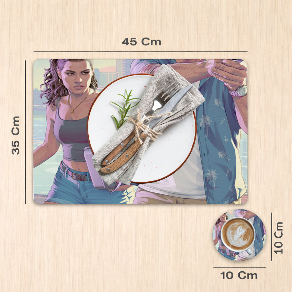 Vice City Showdown  Tropical Heist Duo Charger Plate Set  12 Pieces