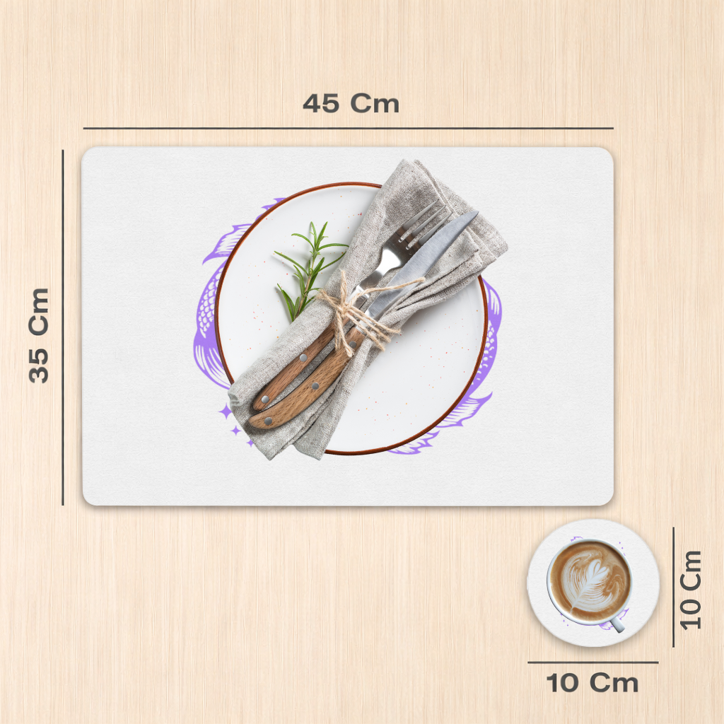 Mor Balıklar ile Balık Burcu Astrolojik Sembol Servis Tabağı Altlığı (12 Adet)