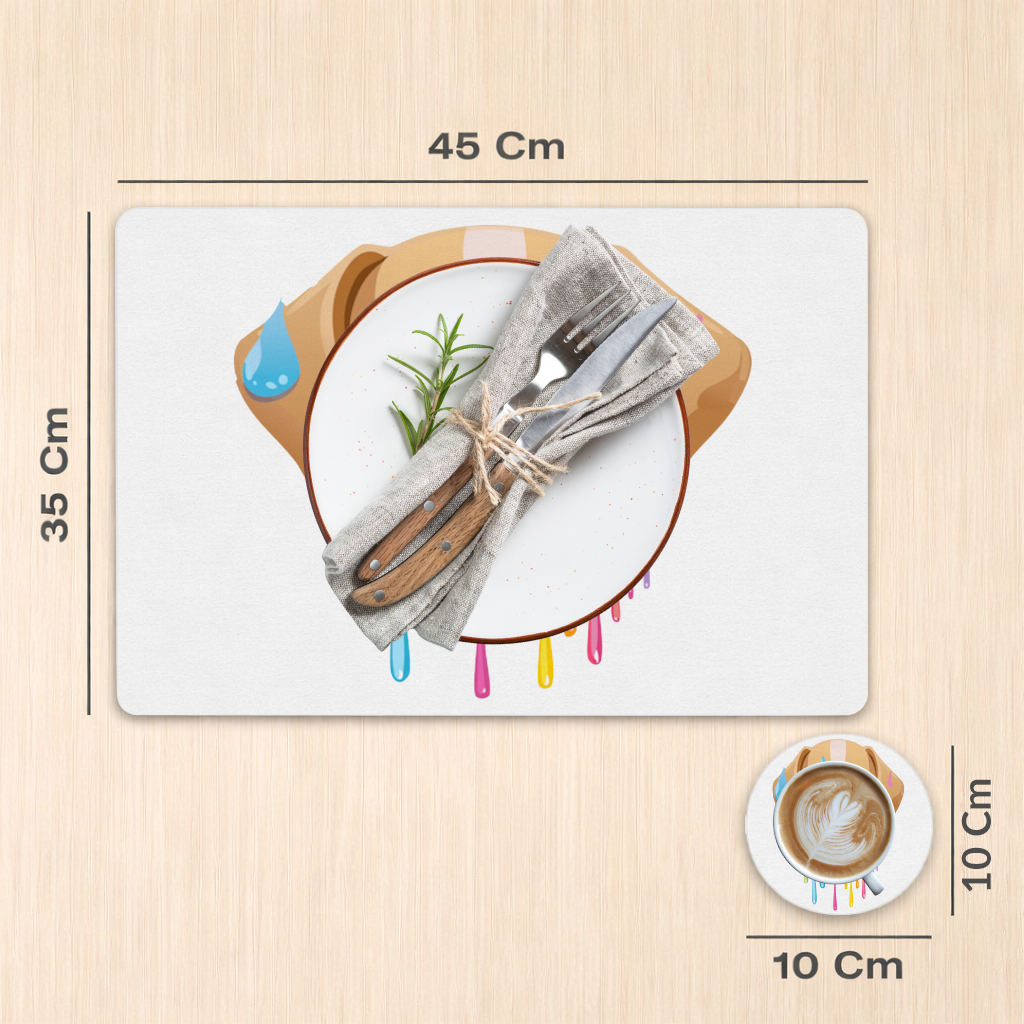 Happy Dog with Colorful Paint Drips Charger Plate Set  12 Pieces