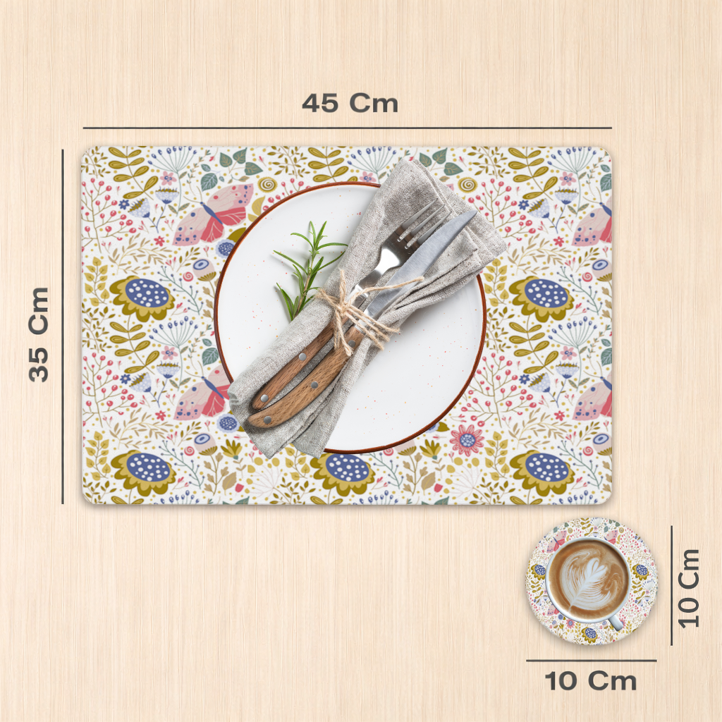 Folk Art Floral and Butterfly Pattern Charger Plate Set  12 Pieces