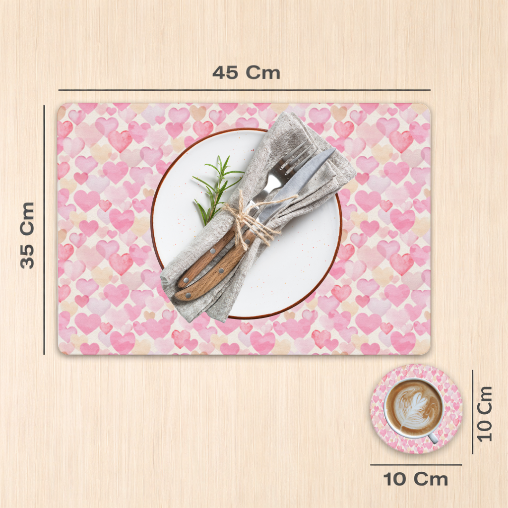 Watercolor Pink Hearts Charger Plate Set  12 Pieces