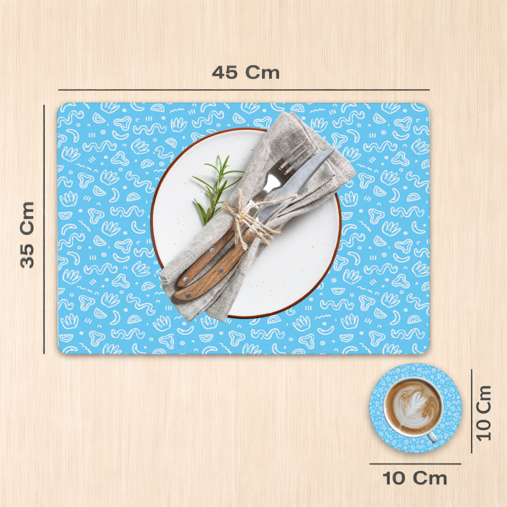 Blue Abstract Doodle Charger Plate Set  12 Pieces