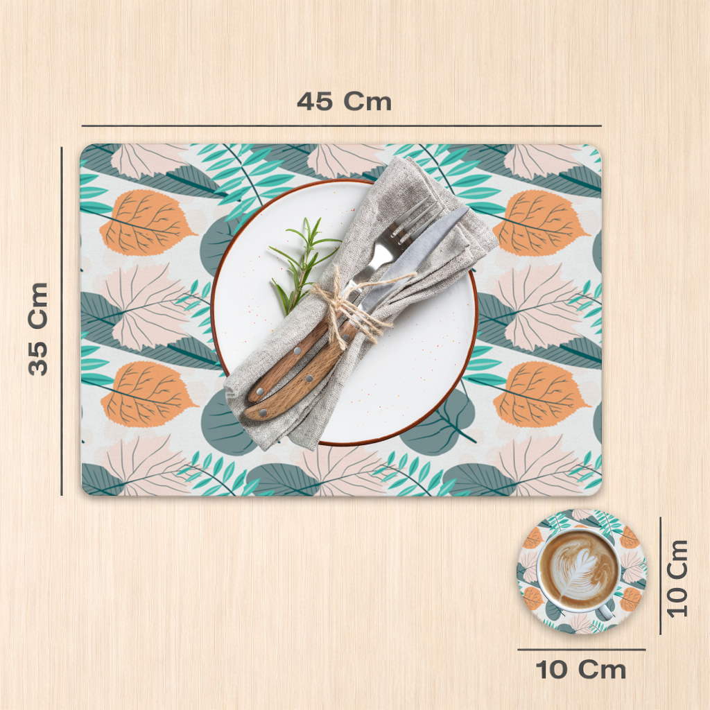 Modern Tropikal Yapraklar Servis Tabağı Altlığı (12 Adet)