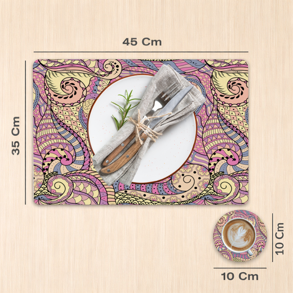 Psychedelic Zentangle Floral Charger Plate Set  12 Pieces