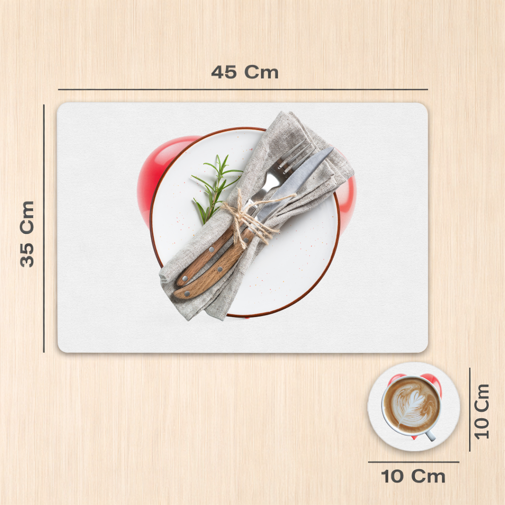 Glossy Red 3D Heart Charger Plate Set  12 Pieces