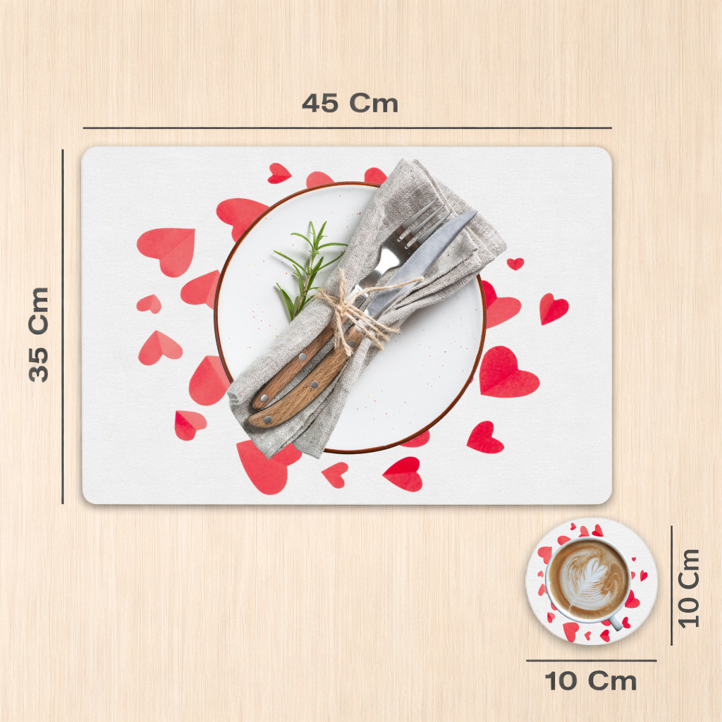 Red Hearts Frame Design Charger Plate Set  12 Pieces