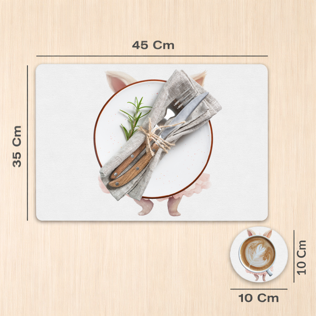 Kawaii Rabbit in Pink Ruffled Dress Charger Plate Set  12 Pieces