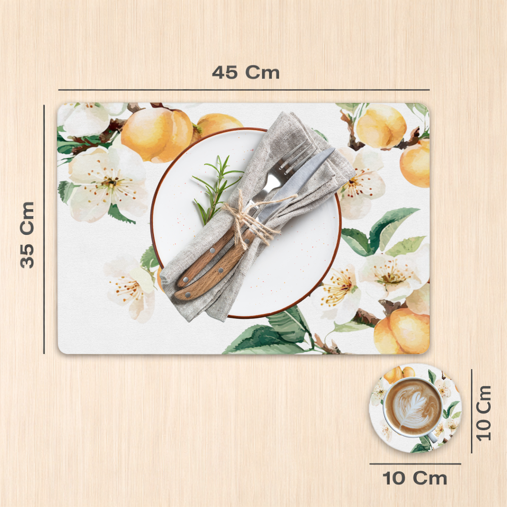 Watercolor Apricot Blossom Branch Charger Plate Set  12 Pieces