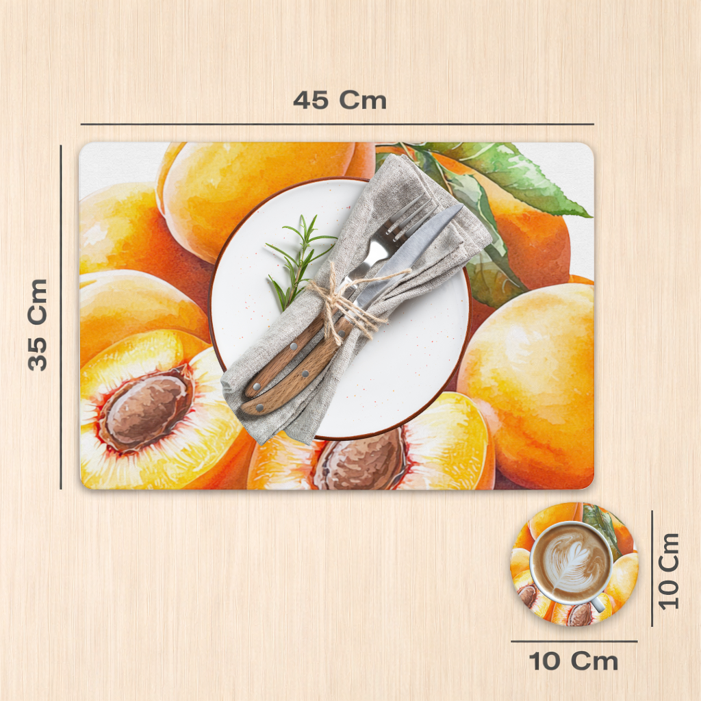 Watercolor Apricot and Leaves Charger Plate Set 12 Pieces