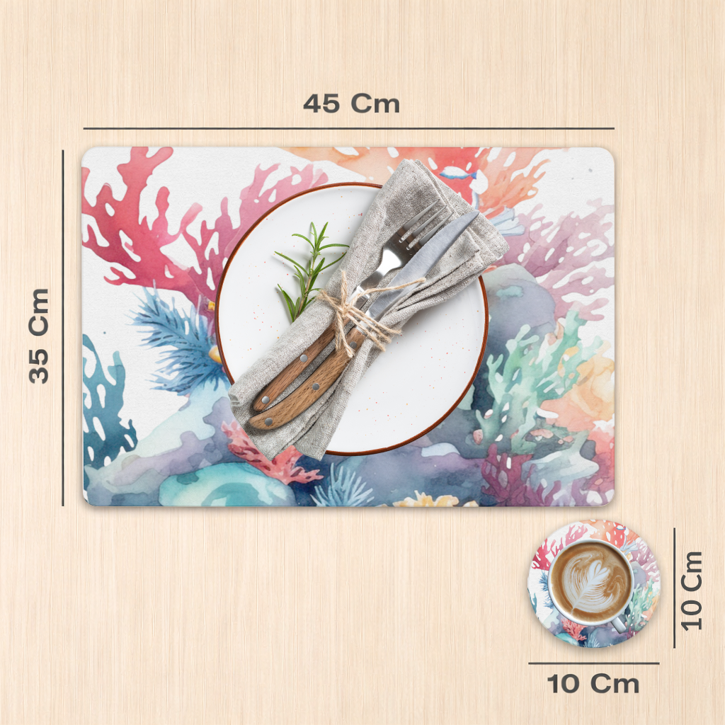 Vibrant Watercolor Coral Reef Scene Charger Plate Set  12 Pieces