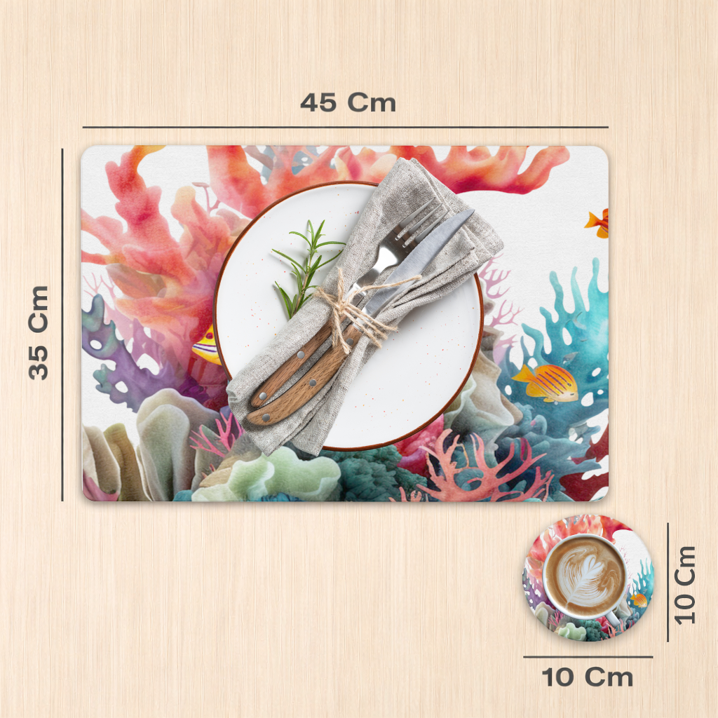 Vibrant Coral Reef and Tropical Fish Charger Plate Set  12 Pieces